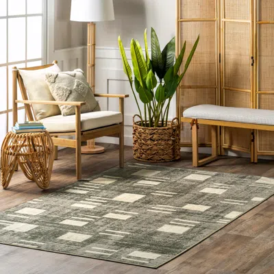Nuloom Taja Transitional Geometric Machine Washable Area Rug In Green