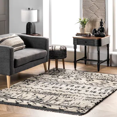 Nuloom Tessa Tribal Soft Shag Fringe Area Rug In Gray