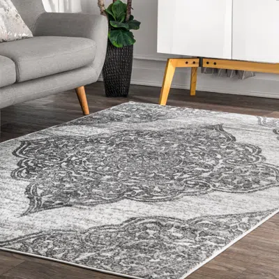 Nuloom Transitional Floral Jeannette Area Rug In Gray