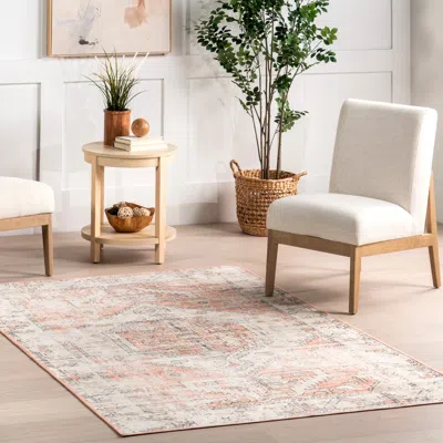 Nuloom Transitional Medallion Machine Washable Area Rug In Black