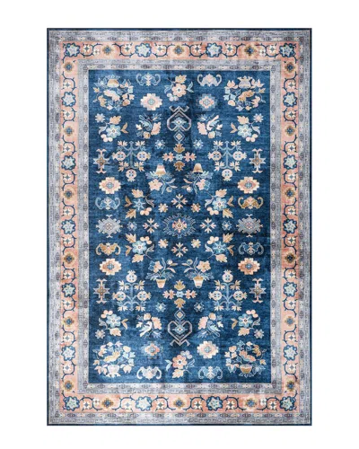 Nuloom Verity Splashguard Traditional Medallion Machine Washable Polyester Rug In Blue