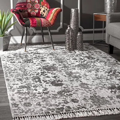 Nuloom Vintage Ezra Fringe Area Rug In Gray