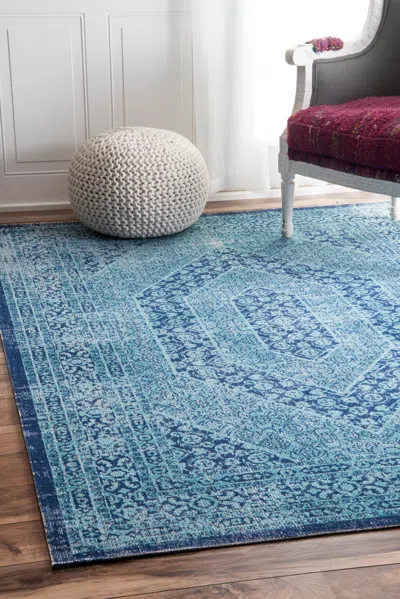 Nuloom Vintage Freda Floral Garden Area Rug In Blue