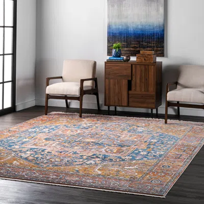 Nuloom Vintage Harriet Medallion Fringe Area Rug In Multi