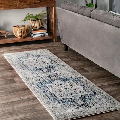 Nuloom Vintage Harriet Medallion Fringe Area Rug In Gray