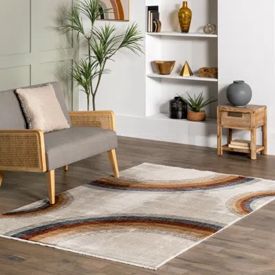 Nuloom Waverley Distressed Circles Fringe Area Rug In Neutral