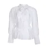 Numbat Women's Agnes Vintage-inspired In Cotton Satin Blouse With Bow Collar In White In White
