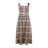 Numbat Women's Brown / Grey / Blue Lavinia Pinafore Tartan Wool Midi Dress   Beige Broun Navy In Brown