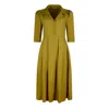Numbat Women's Green Constance Cotton Coat Collar Midi Dress – Olive In Green
