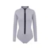 Numbat Women's Grey Carla Zipper Swimsuit With Long Sleeves In Grey