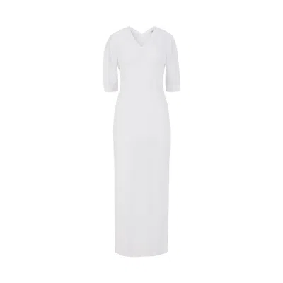 Numbat Women's White Fay Ribbed Midi Dress With Side Slit