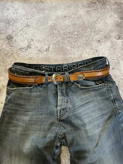 Pre-owned Number N Ine 00's Number Nine Style Japan Cowboy Y2k Navy Belt Archive In Brown