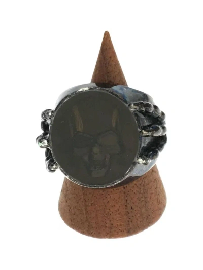 Pre-owned Number N Ine 925 Skull Claw Signet Ring In Black