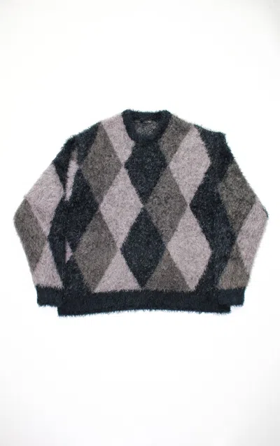 Pre-owned Number N Ine Argyle Mohair Sweater In Grey