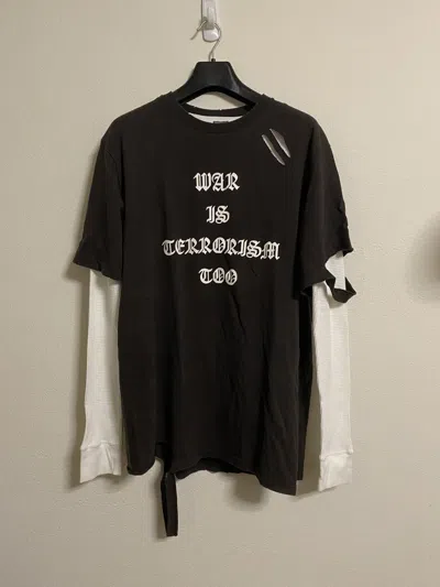 Pre-owned Number N Ine Aw04 War Is Terrorism Too Tee In Brown