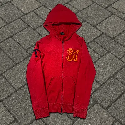 Pre-owned Number N Ine Aw05 Number (n)ine Red 'the High Streets' Zip Up Hoodie