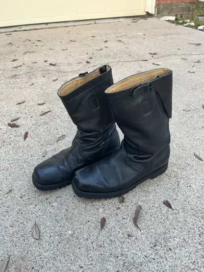 Pre-owned Number N Ine Aw06 “noir” Leather Engineer Boots Crying Heart Sole In Black