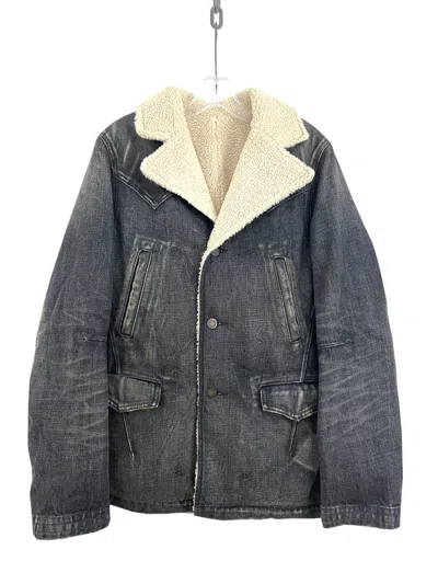 Pre-owned Number N Ine Aw07 Sherpa Denim Jacket In Grey