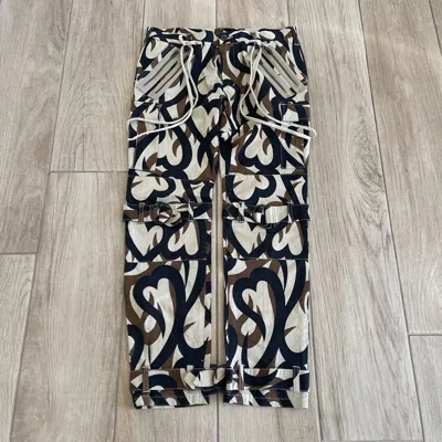 Pre-owned Number N Ine Aw2004 'give Peace A Chance' Tribal Heart Camo Bondage Pants In Brown