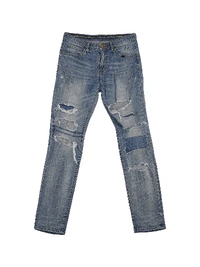 Pre-owned Number N Ine Damage Repair Processing Denim Jeans Pants In Blue