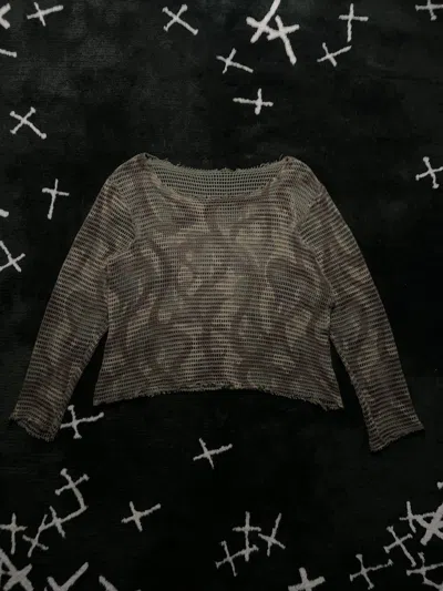 Pre-owned Number N Ine Fw04 - Tribal Heart Print Camo Mesh Longsleeve In Green