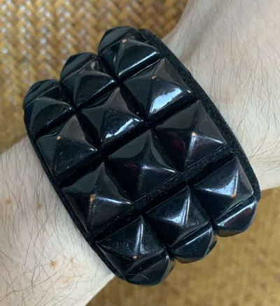 Pre-owned Number N Ine Fw04 Number (n)ine Studded Leather Bracelet In Black