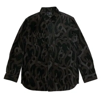 Pre-owned Number N Ine Number (n)ine 2004aw Tribal Heart Camo Button Up Shirt In Black