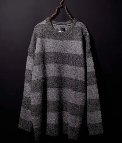 Pre-owned Number N Ine Number Nine Alpaca Striped Knit Big Pullover Size 4 In Grey