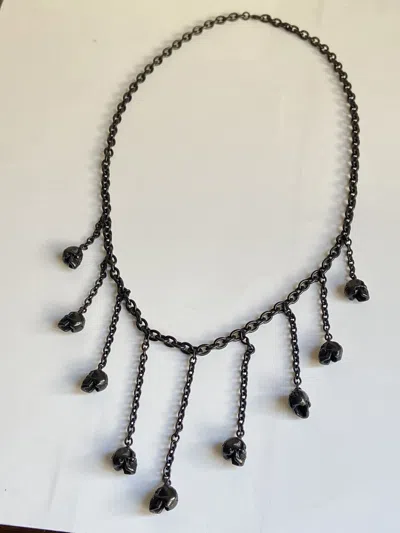 Pre-owned Number N Ine Number (n)ine Beaded Skull Necklace In Black