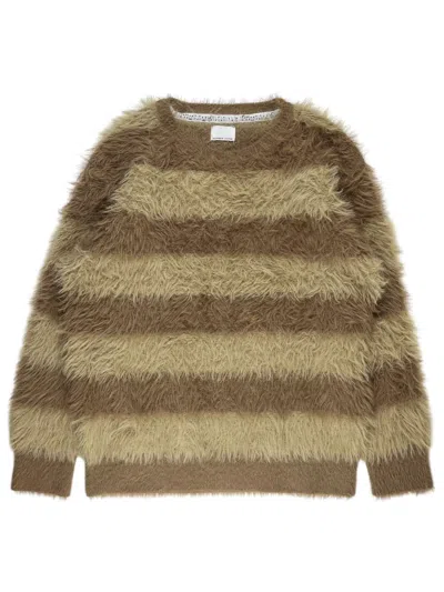 Pre-owned Number N Ine Number (n)ine Furry Feather Knit Striped Sweater In Brown