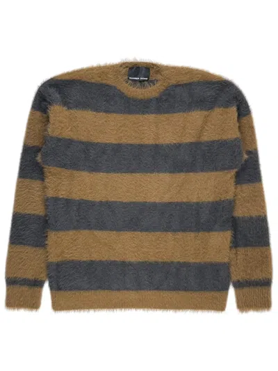 Pre-owned Number N Ine Number (n)ine Furry Feather Knit Striped Sweater Orange