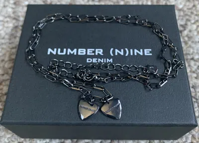 Pre-owned Number N Ine Number (n)ine Guitar Picks Necklace + Box In Black