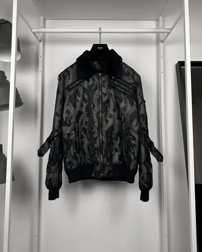 Pre-owned Number N Ine Number (n)ine Heart Tribal Bondage Flight Bomber In Black