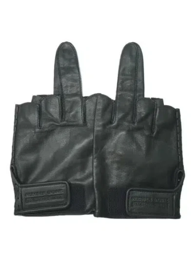 Pre-owned Number N Ine Number Nine Jam Home Made Fuck Middle Finger Gloves In Black