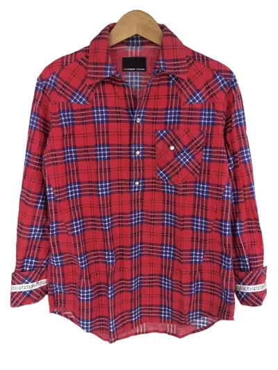 Pre-owned Number N Ine Number (n)ine Music Half Button Flannel Long Shirt In Red