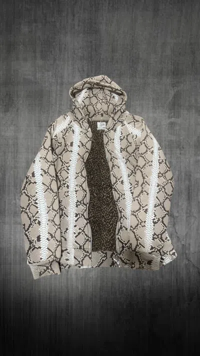 Pre-owned Number N Ine Number Nine × Needles Snake Skin Leopard Distressed Hoodie In Sand