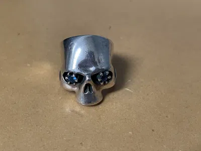 Pre-owned Number N Ine Number (n)ine Sapphire Skull Ring In Silver