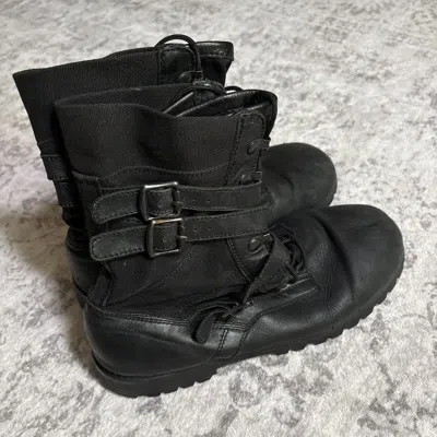 Pre-owned Number N Ine Number (n)ine Ss06 Double Strap Combat Boots Black
