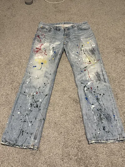 Pre-owned Number N Ine Number (n)ine Ss06 Paint Splatter Denim In Blue