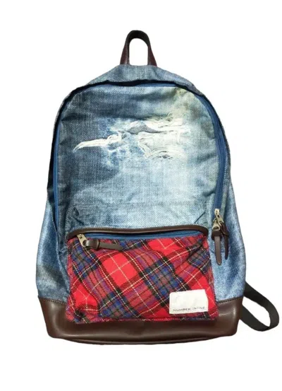 Pre-owned Number N Ine Raf Simons Mixed Fabric Backpack In Blue