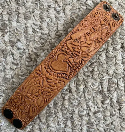 Pre-owned Number N Ine Ss03 Number (n)ine Crying Heart Leather Bracelet In Brown