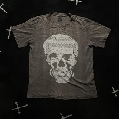 Pre-owned Number N Ine Ss07 - Skull Print Paisley Plaid T Shirt In Brown
