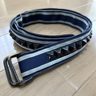 Pre-owned Number N Ine Striped Studded Belt In Blue
