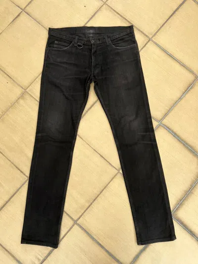 Pre-owned Number N Ine Vintage Number Nine Pain Heart Patch Wax Denim Stretch Jeans In Black