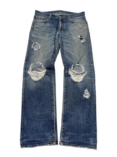 Pre-owned Number N Ine X Takahiromiyashita The Soloist Number (n)ine 2003 Distressed Touch Me I'm Sick Jeans In Blue Wash