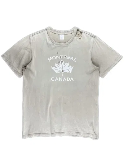 Pre-owned Number N Ine X Takahiromiyashita The Soloist Ss01 Number (n)ine Montreal Canada Leaf Tshirt Thrashed In Faded Tan