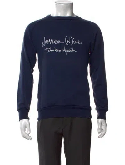Pre-owned Number (n)ine Graphic Print Crew Neck Sweatshirt In Blue