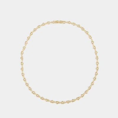 Numbering Plated Round Brilliant Heart Necklace In Gold