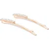 Nume Double Row Sparkle Hair Pin Set In Rose Gold
