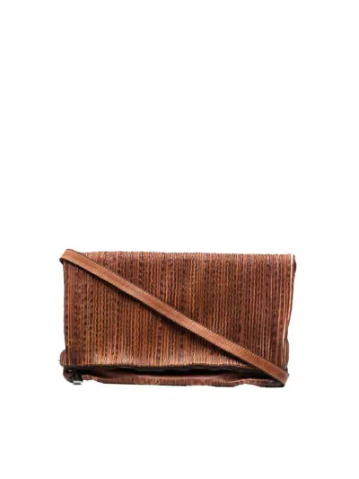 Numero 10 Pleated Lurex Pochette Bags In Brown